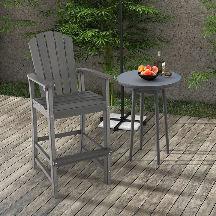 Outdoor HDPE Bar Stool 30 Inches Counter Height Adirondack Chair with Armrests and Footrest for Garden Backyard