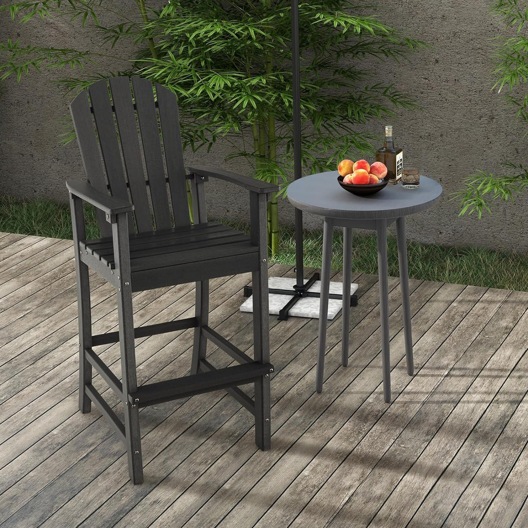 Outdoor HDPE Bar Stool 30 Inches Counter Height Adirondack Chair with Armrests and Footrest for Garden Backyard