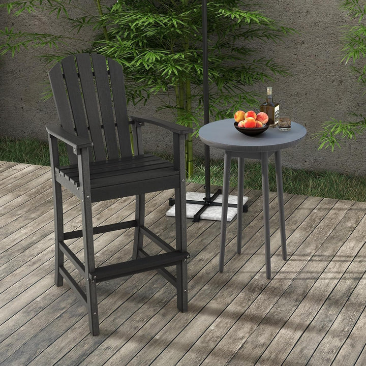 Outdoor HDPE Bar Stool 30 Inches Counter Height Adirondack Chair with Armrests and Footrest for Garden Backyard