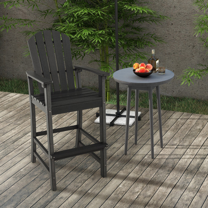 Outdoor HDPE Bar Stool 30 Inches Counter Height Adirondack Chair with Armrests and Footrest for Garden Backyard