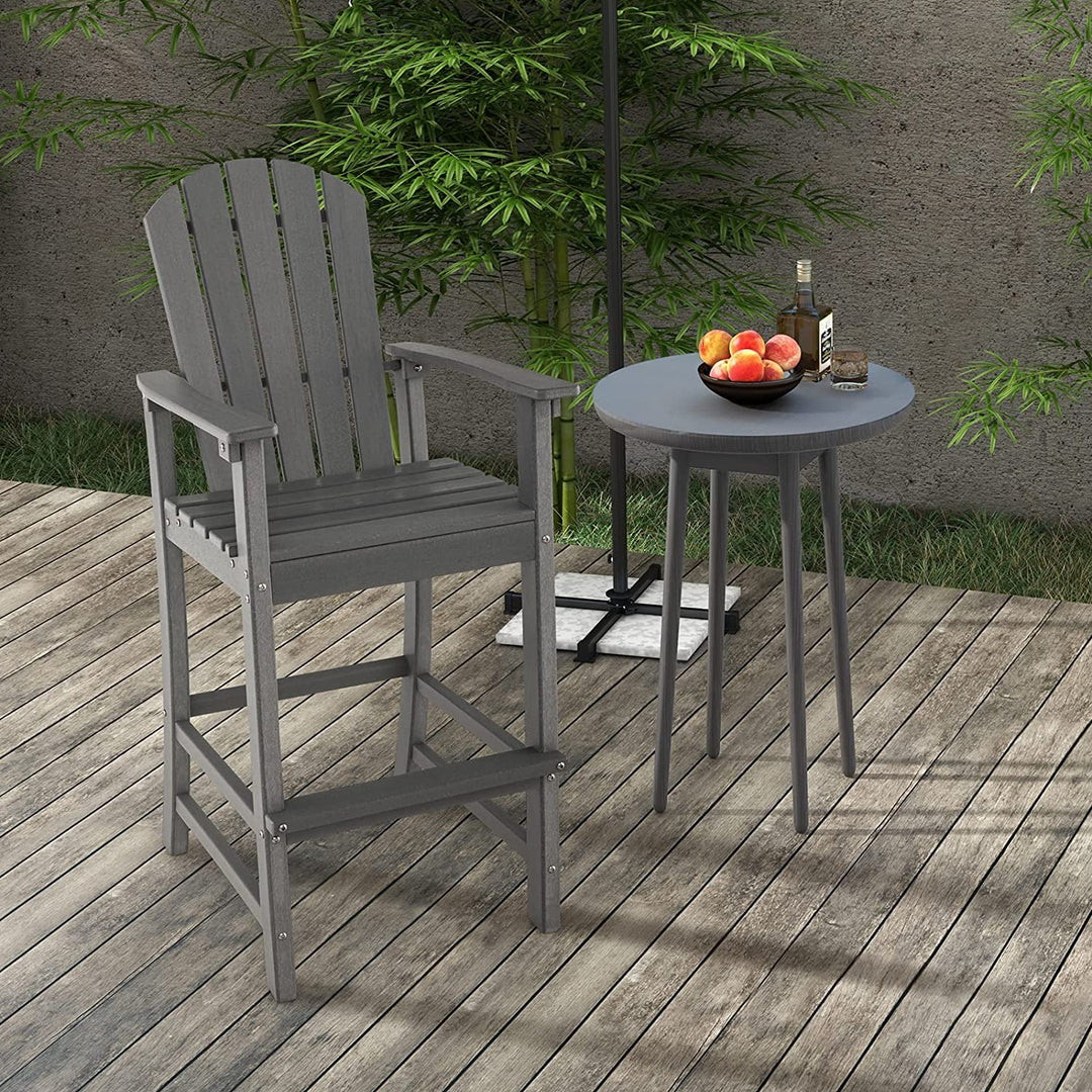 Outdoor HDPE Bar Stool 30 Inches Counter Height Adirondack Chair with Armrests and Footrest for Garden Backyard