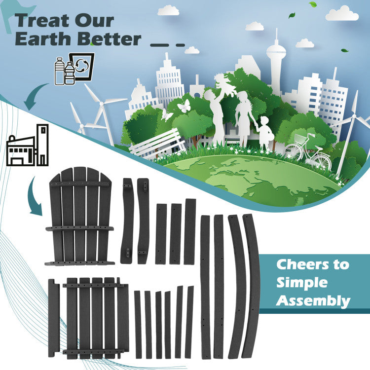 Outdoor HDPE Bar Stool 30 Inches Counter Height Adirondack Chair with Armrests and Footrest for Garden Backyard