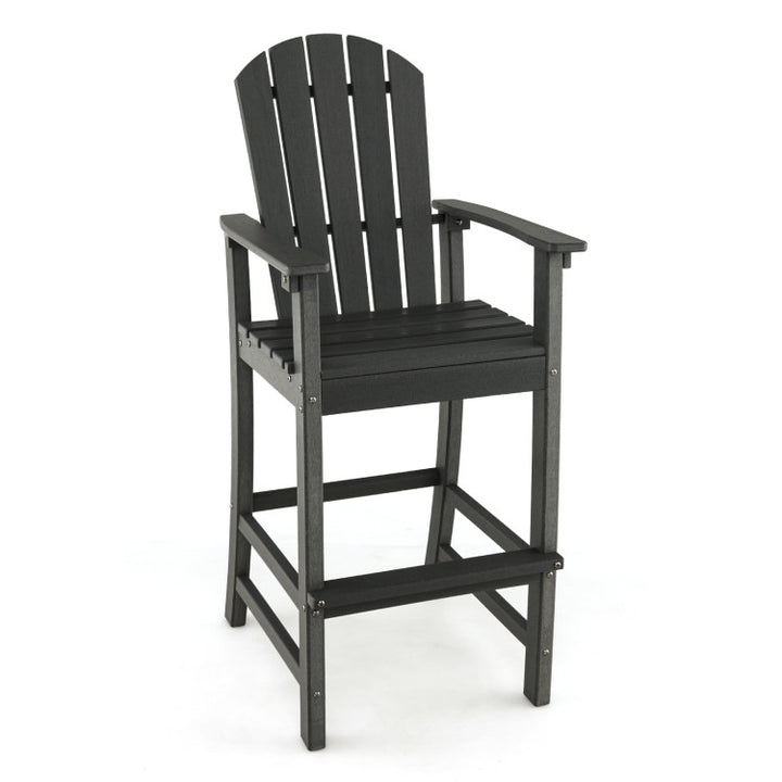 Outdoor HDPE Bar Stool 30 Inches Counter Height Adirondack Chair with Armrests and Footrest for Garden Backyard