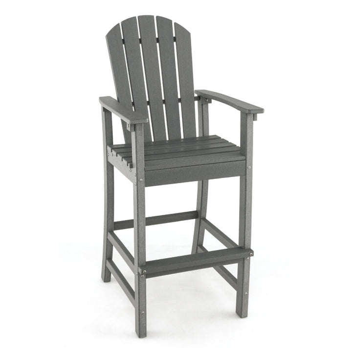 Outdoor HDPE Bar Stool 30 Inches Counter Height Adirondack Chair with Armrests and Footrest for Garden Backyard
