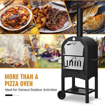Outdoor Pizza Oven Wood Fire Pizza Maker Grill with Pizza Stone and Waterproof Cover