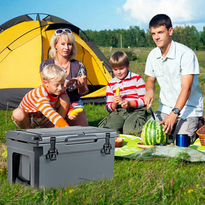 30 Quart Outdoor Portable Hard Cooler Heavy-Duty Rotomolded Ice Chest Box with Integrated Cup Holders and Bottle Opener for Camping BBQ