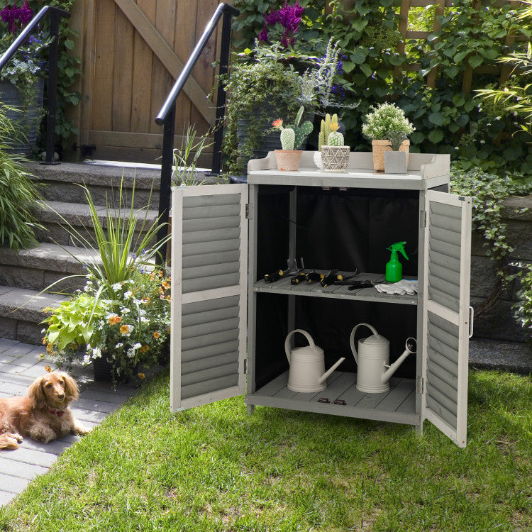 Outdoor Waterproof Tool Shed Potting Bench Table Garden Wooden Worksta ...