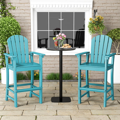Outdoor HDPE Bar Stool 30 Inches Counter Height Adirondack Chair with Armrests and Footrest for Garden Backyard