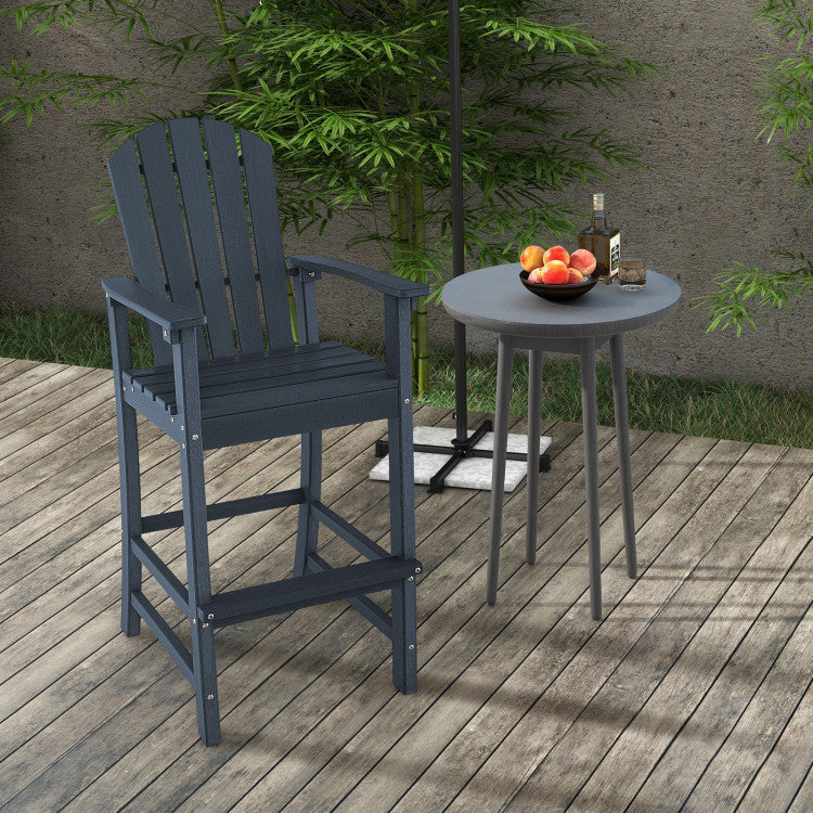 Outdoor HDPE Bar Stool 30 Inches Counter Height Adirondack Chair with Armrests and Footrest for Garden Backyard