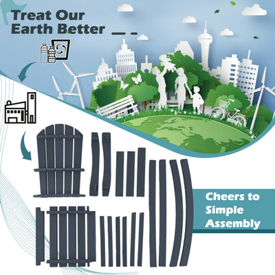 Outdoor HDPE Bar Stool 30 Inches Counter Height Adirondack Chair with Armrests and Footrest for Garden Backyard