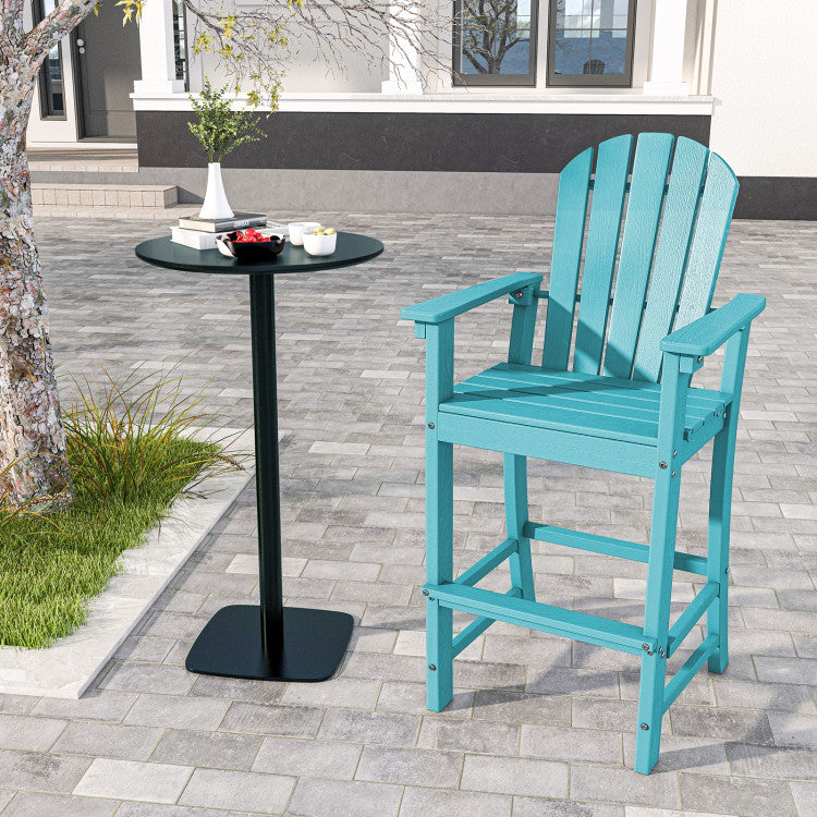 Outdoor HDPE Bar Stool 30 Inches Counter Height Adirondack Chair with Armrests and Footrest for Garden Backyard