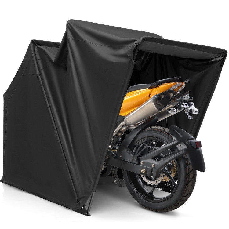 Outdoor Heavy Duty Motorcycle Shed Waterproof Motorbike Storage Garage Tent with Durable Protective Cover and Ventilation Window