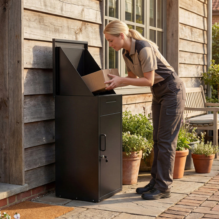 Package Delivery Box with Anti-Theft Board and Lockable Door