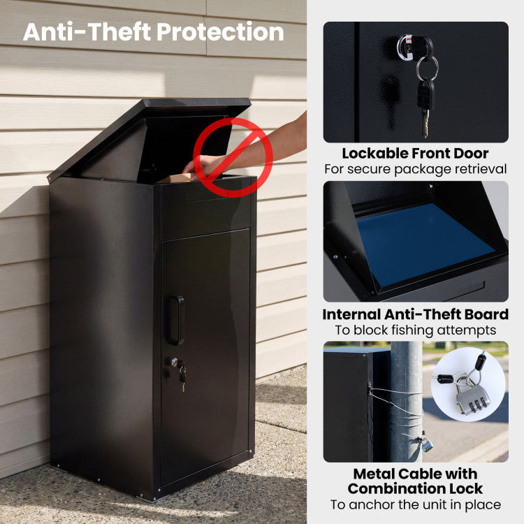 Package Delivery Box with Anti-Theft Board and Lockable Door