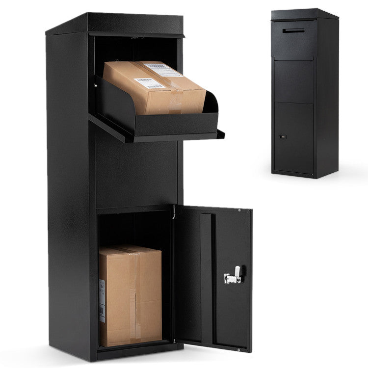 Package Delivery Box for Outside with Anti-Theft Baffle Sloped Roof