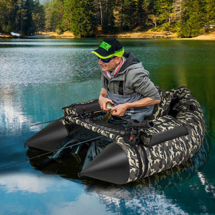 Portable Inflatable Fishing Float Tube V-shaped 350LBS Belly Boat