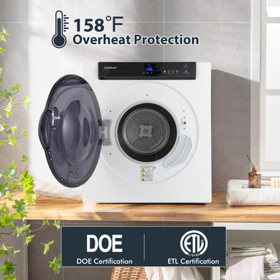 Portable Laundry Dryer 2.6 Cu.ft Compact Clothes Dryer Electric Tumble Dryer with Overheat Protection and 3 Heating Powers