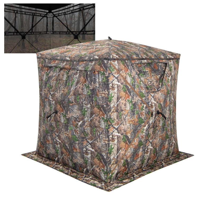 Portable 2-3 Person Pop-Up Hunting Blind Shed Ground Tent Shelter with Carry Bag and Storage Pocket