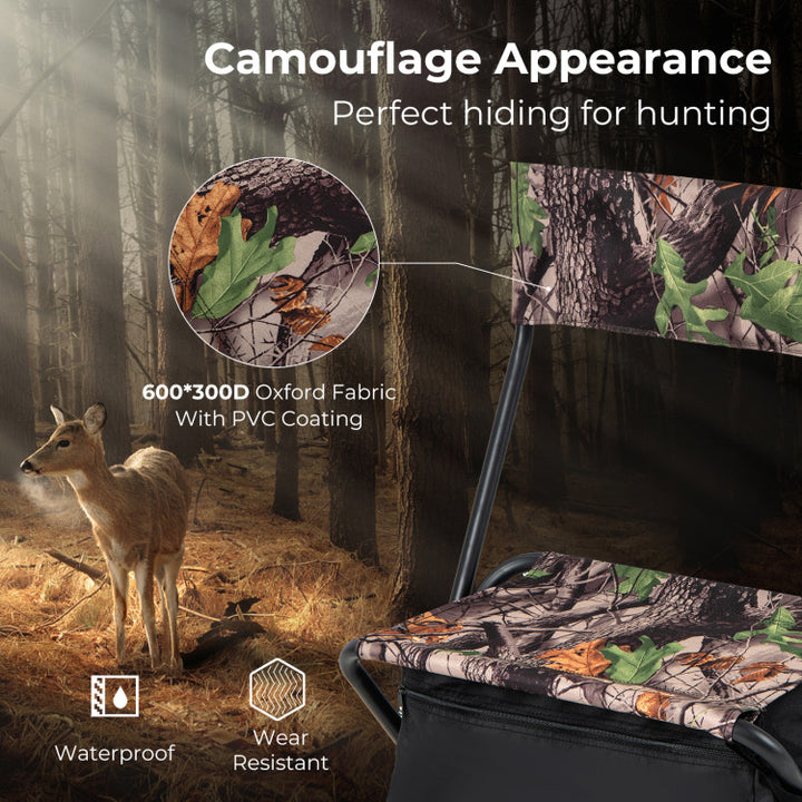 Portable Hunting Chair Foldable Blind Stool with Storage Bag and Carry Strap for Camping Hiking