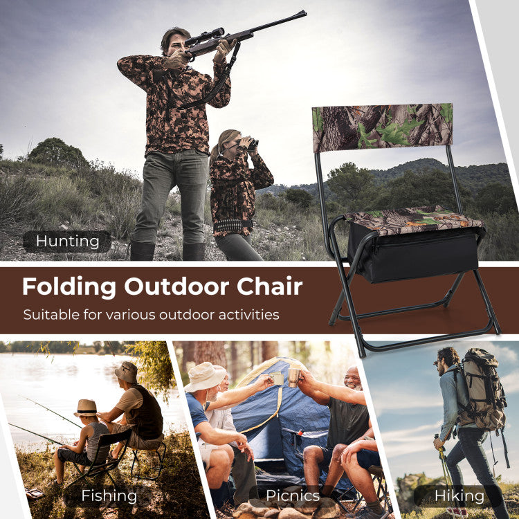 Portable Hunting Chair Foldable Blind Stool with Storage Bag and Carry Strap for Camping Hiking