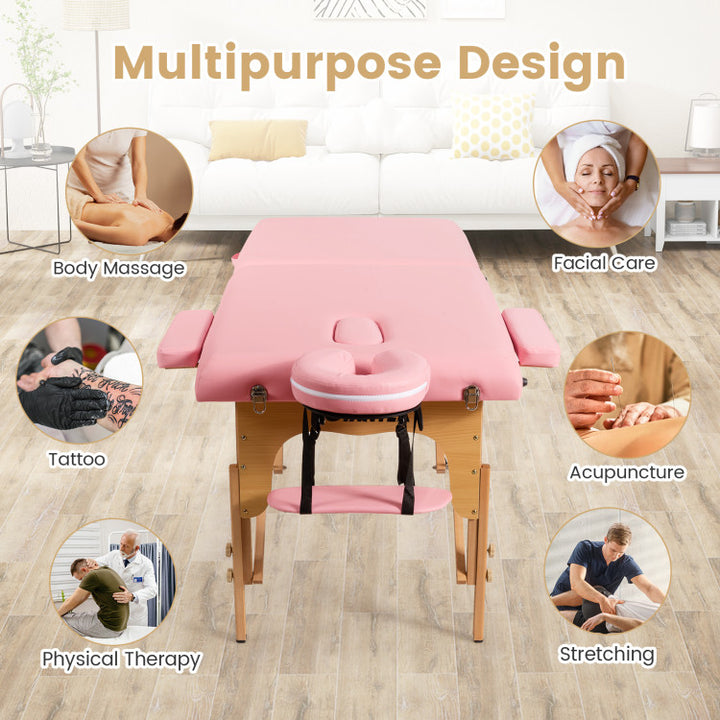 Portable Massage Table Lash Bed Height Adjustable Spa Bed Foldable Facial Salon Tattoo Table with Carry Case