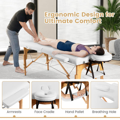 Portable Massage Table Lash Bed Height Adjustable Spa Bed Foldable Facial Salon Tattoo Table with Carry Case