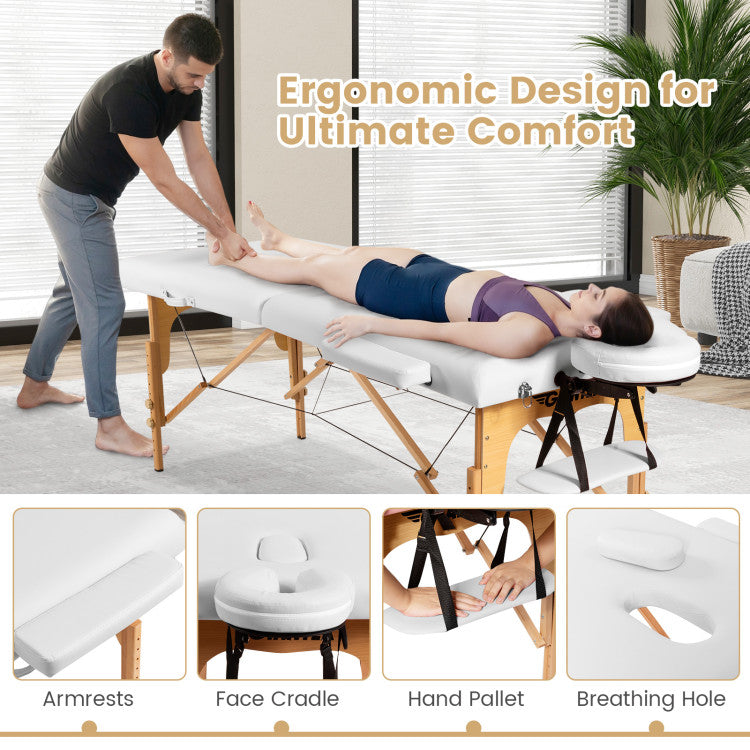 Portable Massage Table Lash Bed Height Adjustable Spa Bed Foldable Facial Salon Tattoo Table with Carry Case