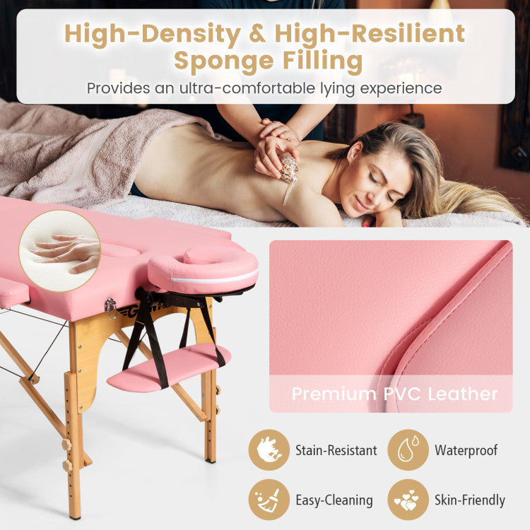 Portable Massage Table Lash Bed Height Adjustable Spa Bed Foldable Facial Salon Tattoo Table with Carry Case