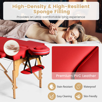 Portable Massage Table Lash Bed Height Adjustable Spa Bed Foldable Facial Salon Tattoo Table with Carry Case