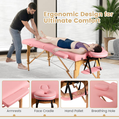 Portable Massage Table Lash Bed Height Adjustable Spa Bed Foldable Facial Salon Tattoo Table with Carry Case