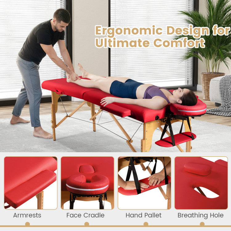 Portable Massage Table Lash Bed Height Adjustable Spa Bed Foldable Facial Salon Tattoo Table with Carry Case