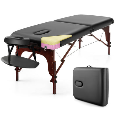 Portable Massage Table Spa Bed Folding Facial Salon Tattoo Table Height-adjustable Esthetician Bed with Carry Case Face Cradle