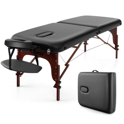 Portable Massage Table Spa Bed Folding Facial Salon Tattoo Table Height-adjustable Esthetician Bed with Carry Case Face Cradle