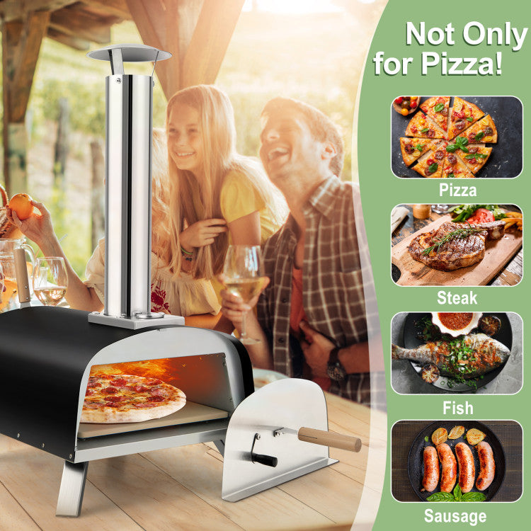 Portable Pizza Oven Outdoor Multi-Fuel Pizza Maker Baking Oven with Detachable Chimney and Pizza Stone