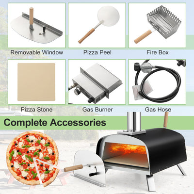 Portable Pizza Oven Outdoor Multi-Fuel Pizza Maker Baking Oven with Detachable Chimney and Pizza Stone