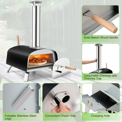 Portable Pizza Oven Outdoor Multi-Fuel Pizza Maker Baking Oven with Detachable Chimney and Pizza Stone