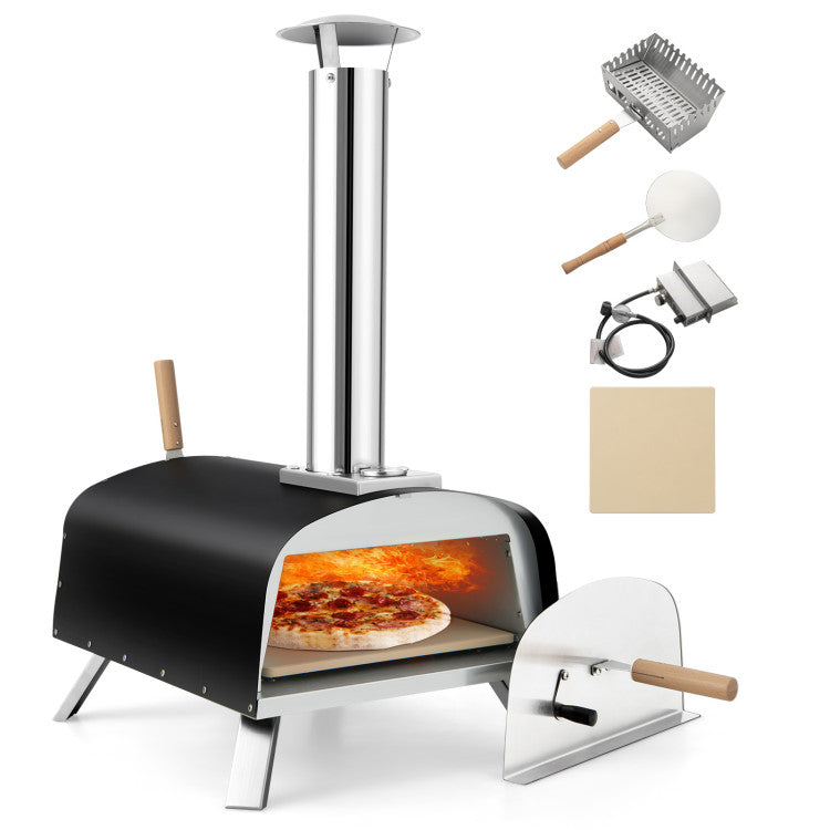 Portable Pizza Oven Outdoor Multi-Fuel Pizza Maker Baking Oven with Detachable Chimney and Pizza Stone