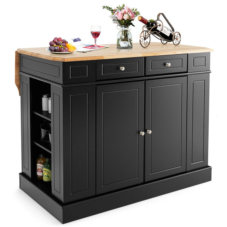 Rolling Kitchen Island Cart Kitchen Storage Cabinet with Drawers and 3-level Adjustable Shelves
