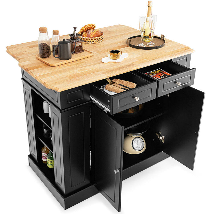 Kitchen Island Kitchen Storage Cabinet with Drawers and 3-level Adjustable Shelves