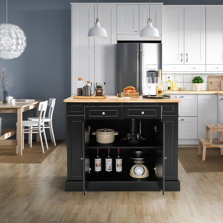 Kitchen Island Kitchen Storage Cabinet with Drawers and 3-level Adjustable Shelves