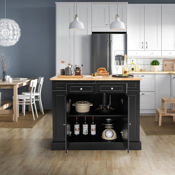 Kitchen Island Kitchen Storage Cabinet with Drawers and 3-level Adjustable Shelves
