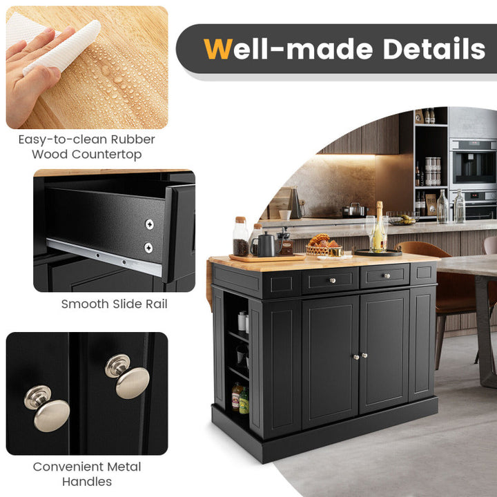 Kitchen Island Kitchen Storage Cabinet with Drawers and 3-level Adjustable Shelves
