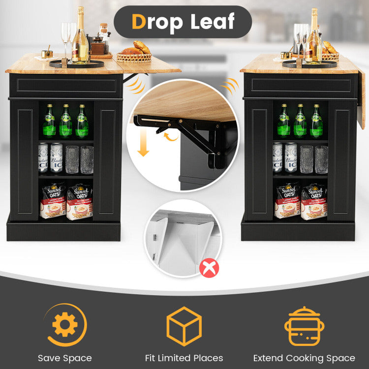 Kitchen Island Kitchen Storage Cabinet with Drawers and 3-level Adjustable Shelves