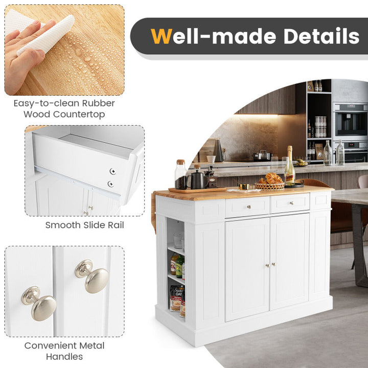Kitchen Island Kitchen Storage Cabinet with Drawers and 3-level Adjustable Shelves