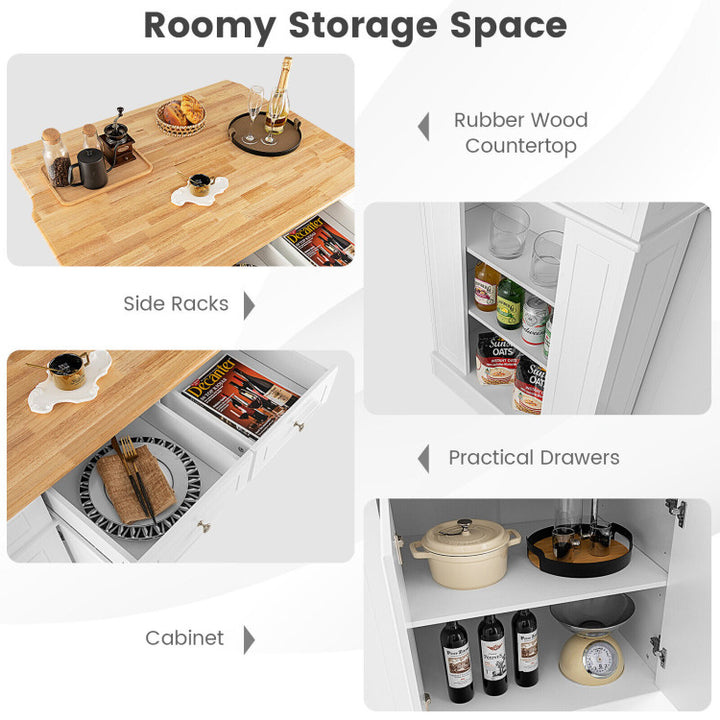Kitchen Island Kitchen Storage Cabinet with Drawers and 3-level Adjustable Shelves