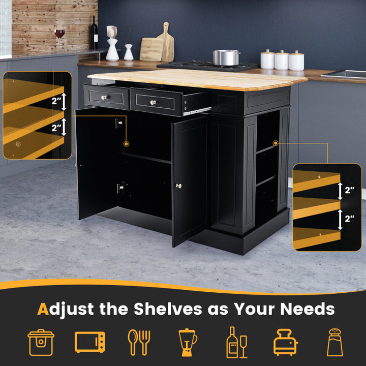 Kitchen Island Kitchen Storage Cabinet with Drawers and 3-level Adjustable Shelves