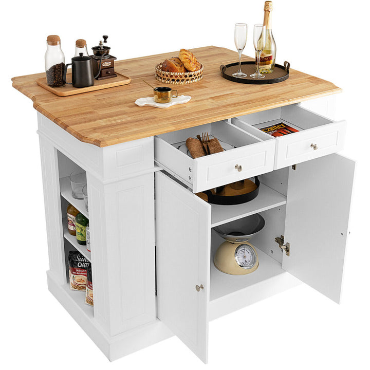 Kitchen Island Kitchen Storage Cabinet with Drawers and 3-level Adjustable Shelves