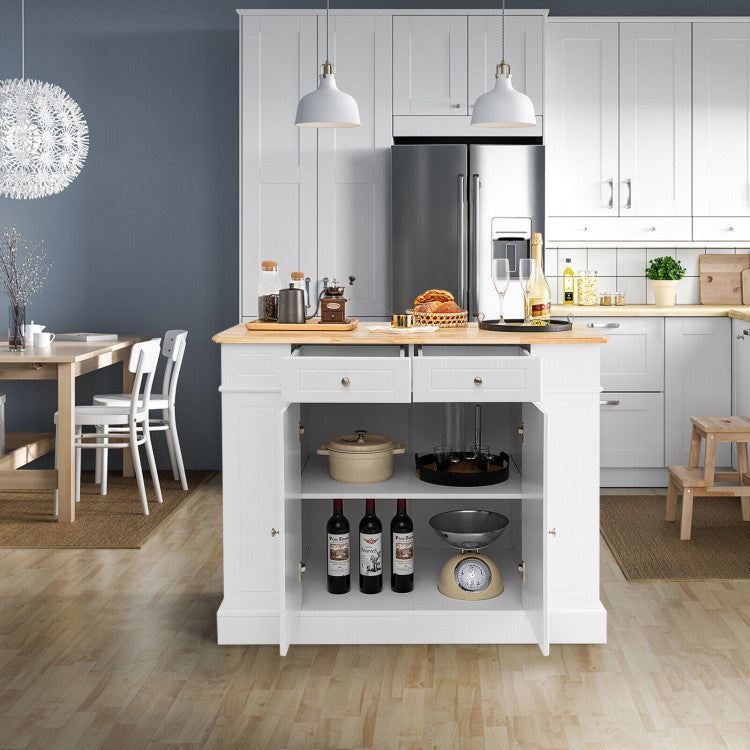 Kitchen Island Kitchen Storage Cabinet with Drawers and 3-level Adjustable Shelves