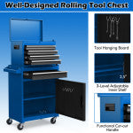 5-Drawer Rolling Tool Box 2-in-1 Lockable Tool Chest Storage Cabinet with Universal Wheels and Trays for Garage Workshop