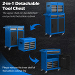 5-Drawer Rolling Tool Box 2-in-1 Lockable Tool Chest Storage Cabinet with Universal Wheels and Trays for Garage Workshop